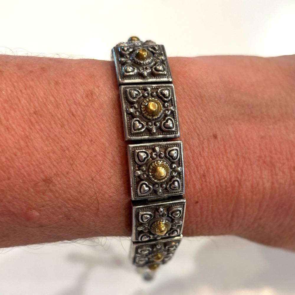 BRIGHTON•silver gold toggle bracelet & earrings set EUC